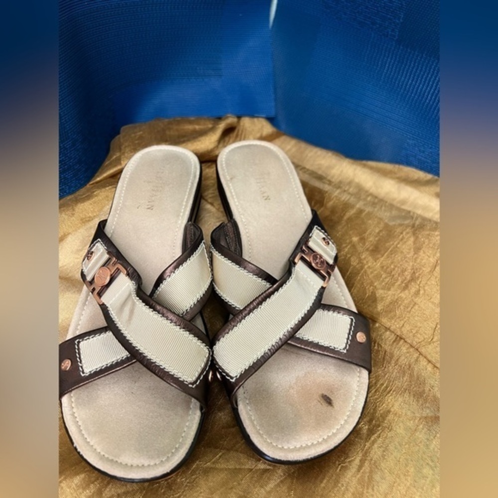 Cole Haan Nike Air Wedge Sandals Women’s 8 Leather Slip-On Comfort